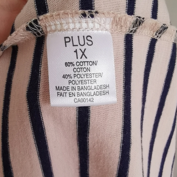 PLUS Carroll Reed navy beige top t-shirt 1X - Picture 6 of 8